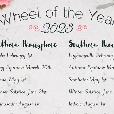 The Pagan Mama Path on Instagram: "Wheel of the year dates for 2023. Hit save to come back to throughout the new year! ☺️ #paganmama #wheeloftheyear #2023 #pagan #witch #heathen #paganwitch #sabbat #paganholiday #witchyholidays #oldgods #oldways" Wheel Of The Year, Pagan Witch, Book Of Shadows, Journal Ideas, Come Back, Dates, The Year, Witch, Wheel