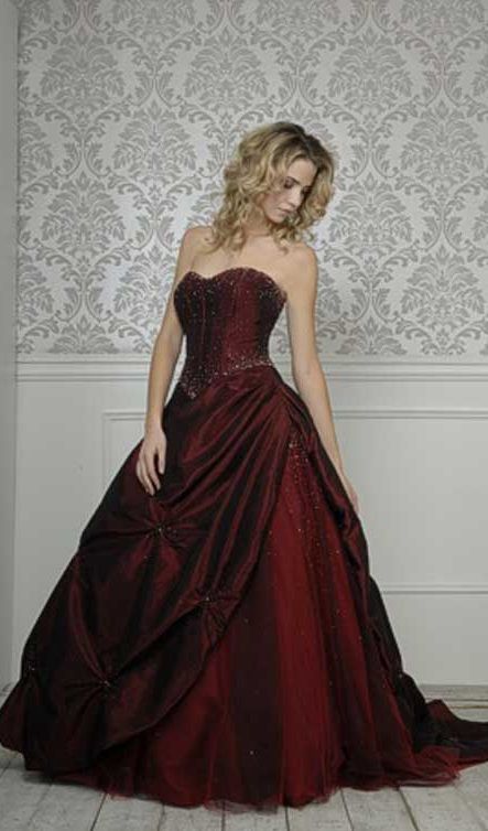 red ballgown wedding dress, by Veromia Burgundy Dress Fall, Non White Wedding Dresses, Red Wedding Gowns, Burgundy Wedding Colors, Wine Colored Dresses, Red Wedding Dress, White Wedding Gowns, Red Gowns, White Wedding Dresses