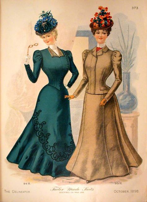 Victorian Women's Fashion 1898 Fashion, Belle Epoque Fashion, 1899 Fashion, Edwardian Costumes, 1900 Fashion, 1890s Fashion, Victorian Hats, 19th Century Fashion, Gibson Girl