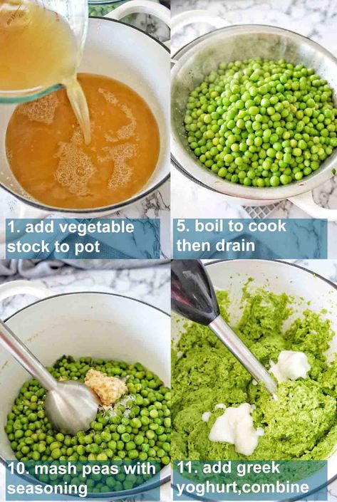 Mashed Peas On Toast, Mashed Peas Recipes, Mash Peas Recipe, Mushy Peas Recipe, Pea Mash, Mashed Peas, Vegetable Mash, Volume Eating, Gerd Recipes