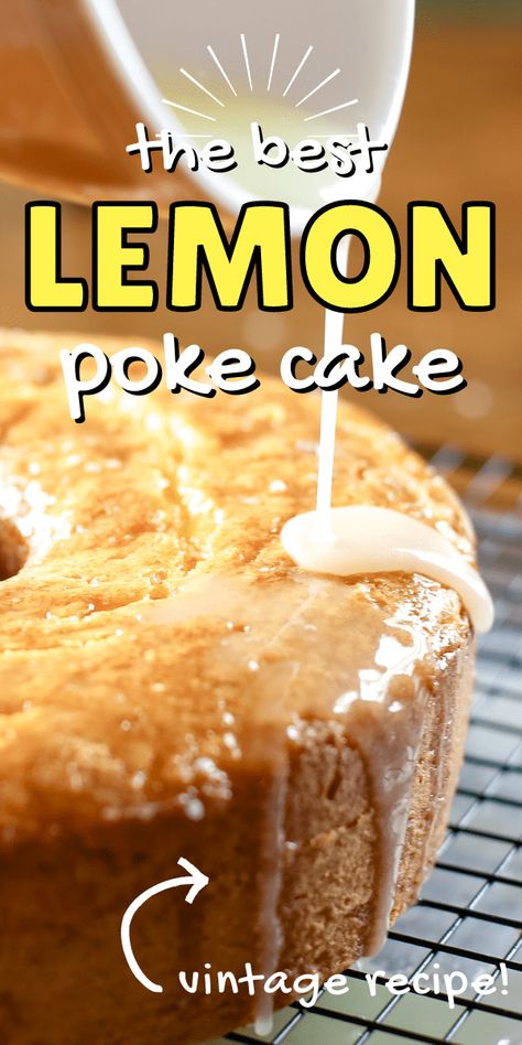 Easy moist lemon cake recipe made from a box mix, orange juice and lemon instant pudding. Made from scratch, this recipe is moist, delicious and topped with homemade lemon glaze. #cake #lemon cake Lemon Bundt Cake Recipe Instant Pudding, Lemonade Cake Recipe Easy, Easy Moist Lemon Cake, Lemon Poke Cake Recipe, Homemade Lemon Cake Recipe, Lemon Poke Cake, Easy Lemon Cake Recipe, Moist Lemon Cake Recipe, Homemade Lemon Cake