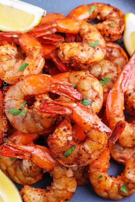 This smoked shrimp recipe is perfect for using your smoker to get dinner on the table fast on weeknights or to impress guests. Shrimp In Smoker, Traeger Queso, Smoked Shrimp, Pork Belly Burnt Ends, Home Decor Photography, Shrimp Skewers, Savory Meals, Grilled Seafood, Slow Cooker Dinner