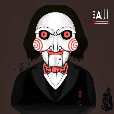 Digital Art - Jigsaw on Behance Saw Painting Ideas Horror, Jigsaw Movie Art, Jigsaw Drawing Horror, Jigsaw Puppet Drawing, Jigsaw Painting Horror, Jigsaw Saw Drawing, Jigsaw Character, Horror Movie Characters Drawing, Saw Movie Art