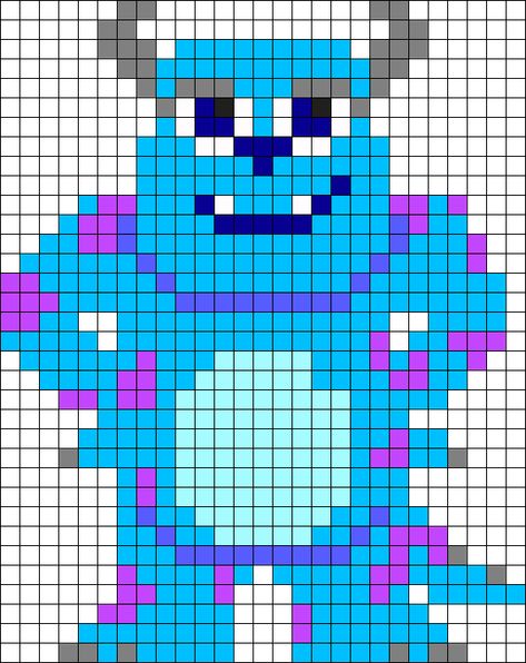 Sully Perler Bead Pattern | Bead Sprites | Characters Fuse Bead Patterns Sully Perler Bead Patterns, Sully Pixel Art, Pixel Art Disney Characters, Sully Perler Beads, Monsters Inc Pixel Art, Monsters Inc Perler Beads, Sully Crochet Pattern Free, Character Perler Bead Patterns, Perler Bead Patterns Disney