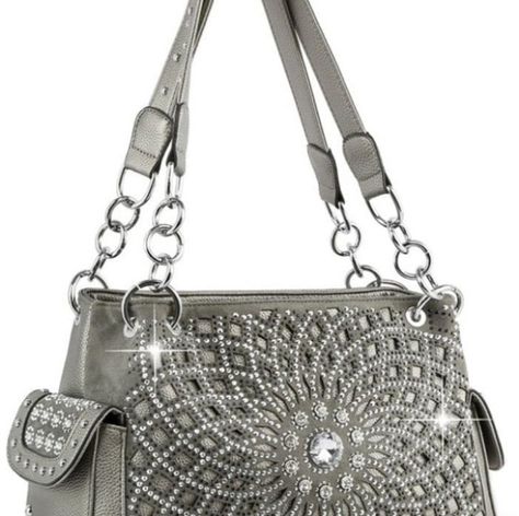 RHINESTONE BLING LAYERED SHOULDER BAG Light Pewter, Color Light, Leather Shoulder Bag, Silver Tone, Faux Leather, Bag Lady, Shoulder Bag, Brand New, Handbags