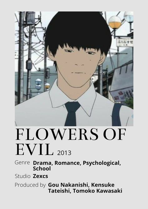 Flowers Of Evil Anime, Flowers Of Evil, Anime Minimalist Poster, Japanese Animated Movies, Anime Suggestions, Film Anime, Animes To Watch, Poster Anime, Great Movies To Watch