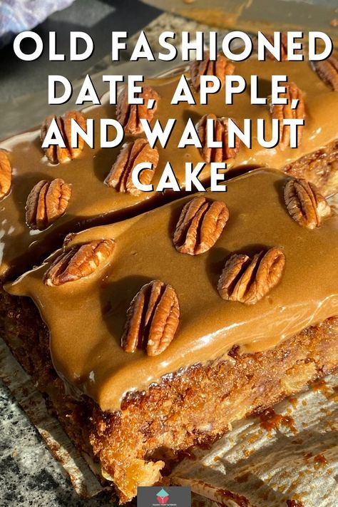 Pear And Walnut Cake, Date Recipes Desserts, Walnut Cake Recipe, Date And Walnut Cake, Walnut Loaf, Salted Caramel Frosting, Apple Cakes, Apple Walnut, Date Cake