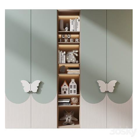 Furniture composition GHS-2554 - Wardrobe - 3D model Premium Wardrobe Design, Child Room Design Bedroom Ideas, Children Bedroom Wardrobe Designs, Kids Bedroom Wardrobe Design, Kids Room Wardrobe, Kids Room Wardrobe Design, Kids Wardrobe Design, Kids Bedroom Furniture Design, Kitchen Wardrobe Design