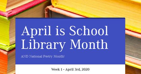 School Library Monthly Themes, April Library Bulletin Board Ideas, National Library Week 2023, March Library Programs, April Library Bulletin Boards, Spring Break Library Programs, Primary School Library, April Themes, National Library Week