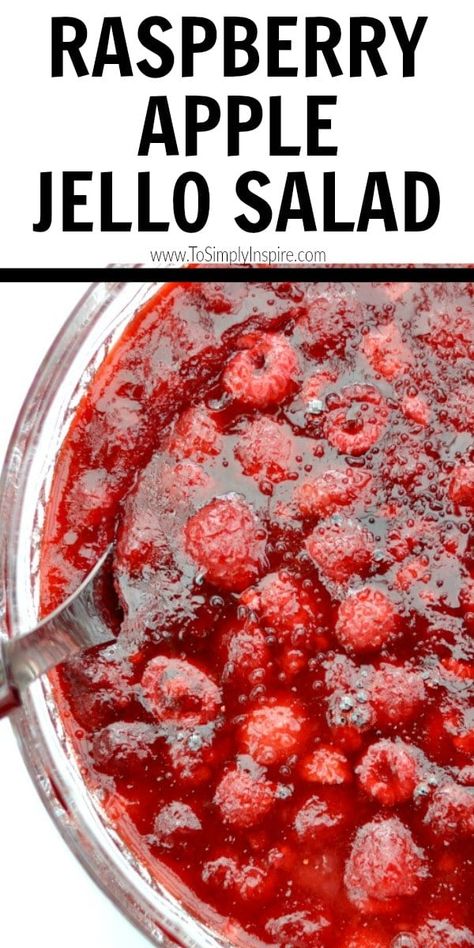 Applesauce Jello Recipe, Apple Jello Salad, Raspberry Jello Recipes, Raspberry Applesauce, Applesauce Jello, Raspberry Jello Salad, Fluff Salads, Lettuce Salads, Jello Fruit Salads