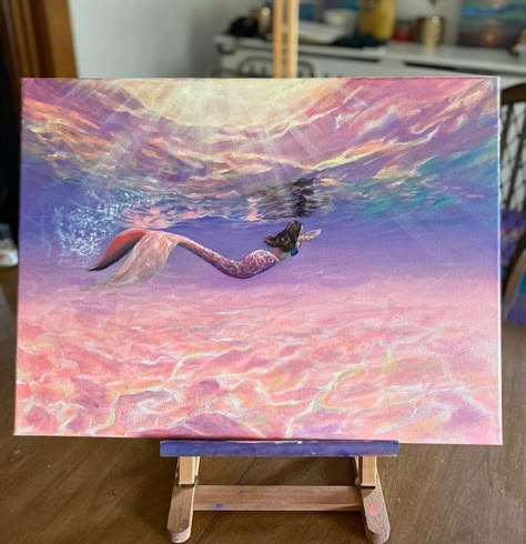 Canvas Art Painting Abstract, Underwater Painting, Mermaid Painting, Energy Art, Canvas Drawings, Canvas Painting Designs, Landscape Art Painting, Painting Art Lesson, Small Canvas Art