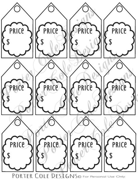 Price Tags Printable DIGITAL FILE Price Tag Template, Box Templates Printable Free, Tag Template Free, Price Tag Design, Signs Youre In Love, Box Template Printable, Printable Label Templates, Printable Tags Template, Sale Signs