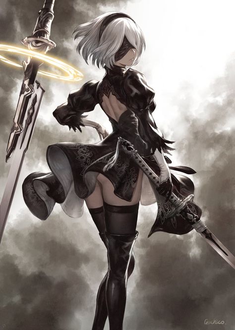 Nier, Yorha 2b, by Guchico Nier Automata Cosplay, 2b Nier Autómata, Yandere Characters, Nier Automata, Video Game Art, An Anime, Fantasy Character Design, Game Character, Anime Character