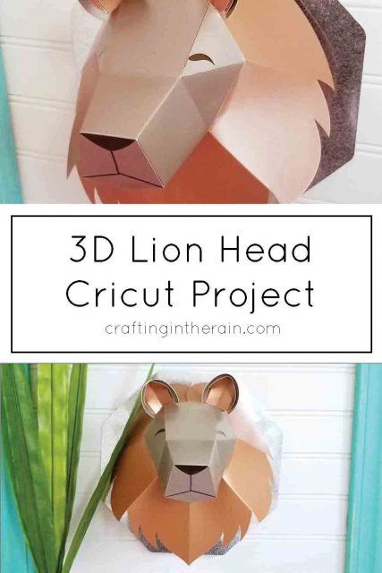 3D Lion Head with Cricut Scoring Wheel #ad #cricut #lionhead Diy Cardboard Lion Head, Cricut Animals 3d, 3d Lion Mask Template Free Printable, Diy Lion Head, Lion Head Template Free Printable, 3d Lion Craft, Cardboard Lion Head, Lion Paper Craft, Cardboard Animal Head