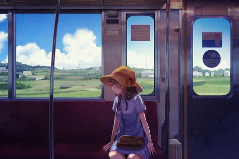 Training Wallpaper, Train Illustration, Train Drawing, Girl Train, Scene Drawing, Green To Blue, Hd Anime Wallpapers, Train Art, Self Portrait Poses