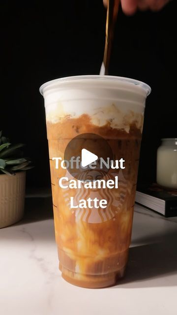 Claudia Alvarez | Coffee Recipes on Instagram: "Iced Toffee Nut Caramel Latte with Soft Whip recipe!☕️💛 Starbucks dupe, but better! 😉👌✨😋
 
📌First, save this recipe for later!

Recipe: 
- drizzle caramel in cup
- add ice
- add 2 tbsp toffee nut syrup @monin_usa 
- follow @cafecitointhedesert 
- pour 6 oz milk
- add double shot of espresso 
- top with soft whip @rich_products 
 😋Enjoy! 

#coffee #bestcoffee #best #latte #icedcoffee #coffeerecipe #starbucks #toffeenutlatte #caramel" Toffee Nut Starbucks Iced Coffee, Toffee Nut Latte, Starbucks Design, Shot Of Espresso, Coffee Ingredients, Toffee Nut, English Toffee, Caramel Latte, Enjoy Coffee