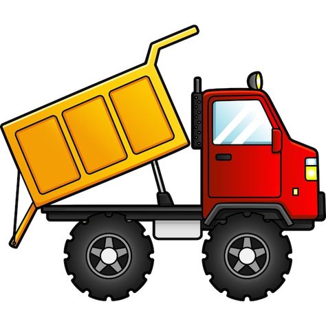 Vector dump truck cartoon clipart colore... | Premium Vector #Freepik #vector #crane-truck #crane #cartoon-drawing #book-clipart Cartoon Dump Truck, Dump Truck Cartoon, Simple Dump Truck Drawing, Dump Truck Drawing, Car Cartoon Drawing, Abstract Tshirt Design, Toys Clipart, Truck Drawings, Firefighter Clipart