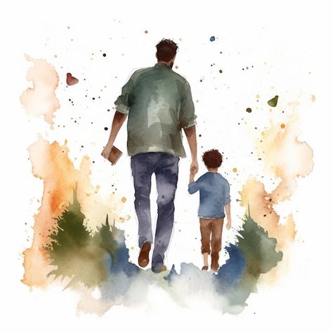 Father's Day Painting, Day Painting, Watercolor Effects, Happy Father's Day, Premium Photo, Happy Father, Happy Fathers Day, Father's Day, Stock Photos