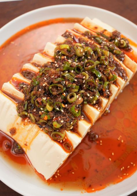 Eggplant Tofu Recipe, Cold Tofu, Sichuan Chili Oil, Silken Tofu Recipes, Cj Eats, Mapo Tofu Recipe, Chili Oil Recipe, Tofu Dishes, Silken Tofu