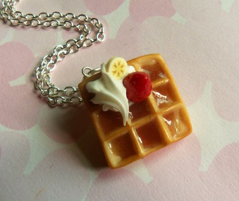 polymer clay fruit waffle necklace by ScrumptiousDoodle