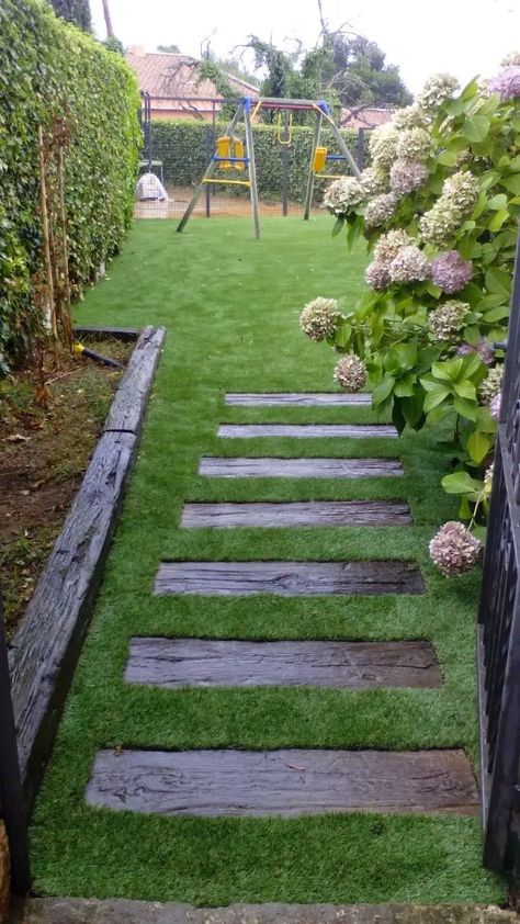 Elevate Your Yard: 26 Stepping Stone Walkway Designs for Every Style - placeideal.com Victorian Landscaping, Stepping Stone Walkway, Stone Walkway Ideas, Walkway Designs, Garden Dividers, Stepping Stone Walkways, Patio Edging, Backyard Escape, Concrete Patio Makeover