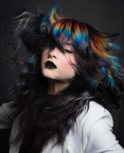 Hair Dye Trends, Rainbow Hair Color, Creative Hair Color, Bad Reputation, Gothic Makeup, Hair Stylies, Alternative Hair, Hooded Eyes, Hair Reference