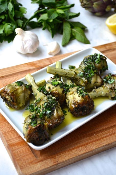 Top 30 Whole30 Side Dishes Stuffed Artichokes, Eggplant Caponata, Whole 30 Lunch, Roasted Radishes, Bacon Brussel Sprouts, Sprouts With Bacon, Healthy Food Blogs, Paleo Whole 30, Chicken Legs