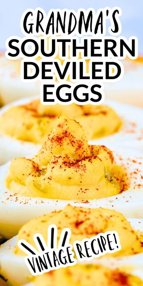 Classic Southern Deviled Eggs Recipe (Grandma's Vintage Devil Eggs) #deviledegg #southernrecipes #southerneggs #vintagerecipe #grandmasrecipes #eggrecipe #sidedishes #appetizers Deviled Eggs Recipe Best Easy, Deviled Eggs Thanksgiving, Recipe For Stuffing, Christmas Deviled Eggs, Southern Deviled Eggs Recipe, Basic Deviled Eggs Recipe, Deviled Eggs Recipe Best, Deviled Eggs Recipes, Egg Salad Recipes