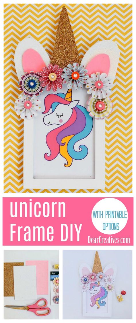 Unicorn Frame DIY. Do you enjoy crafting unicorn ideas? This decorated unicorn frame is great if you are looking for unicorn crafts that are easy to make. Use this for kids room decor, or an office space to add whimsy. It can also be used for unicorn crafts for parties.Grab Unicorn crafts ideas + more DearCreatives.com Unicorn Picture Frame, Unicorn Crafts For Kids, Unicorn Ideas, Unicorn Frame, Unicorn Picture, Unicorn Room Decor, Unicorn Craft, Paper Party Decorations, Decor Videos