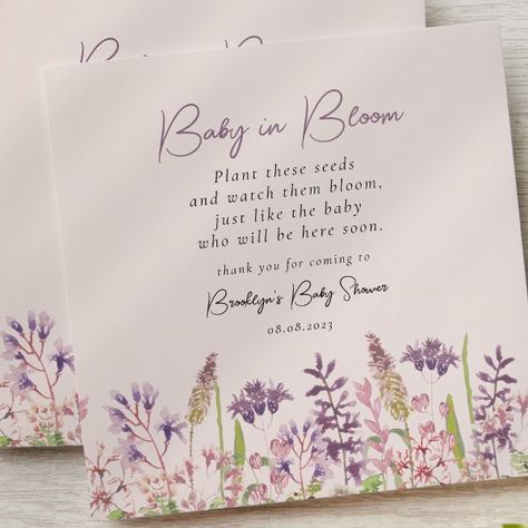 Baby in Bloom Baby Shower Seed Packet Favor Envelope Baby In Bloom Seed Packet Favors, Seed Packet Template, Seed Packets Favors, Baby In Bloom, Butterfly Baby Shower, Bloom Baby, Custom Envelopes, Baby Shower Fun, Wildflower Seeds