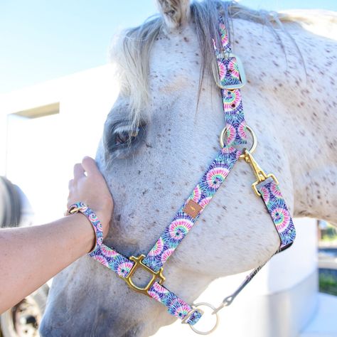 “This neon design is ideal for a hippy happy horse.” Show off your friendship with a Friendship Halter! All of our horse halters come with a matching bracelet just for you, because best friends should match! //section// This classic friendship bracelet inspired pattern is printed onto animal friendly vegan leather, and each set features gold plated hardware for a luxury finish. Our vegan leather is super comfortable as well as water, UV & scratch resistant. The adjustable chin strap and crow Happy Horse, Horse Halters, Horse Halter, Neon Design, Horse Show, Matching Bracelet, Friendship Bracelet, Vegan Leather, Best Friends