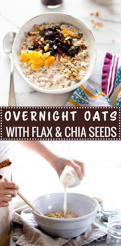 What Is Healthy Food, Chia Overnight Oats, Healthy Foods To Make, Chia Seed Recipes, Overnight Oats Healthy, Flax Seed Recipes, Overnight Oatmeal, Healthy Food Facts, Cheap Healthy Meals