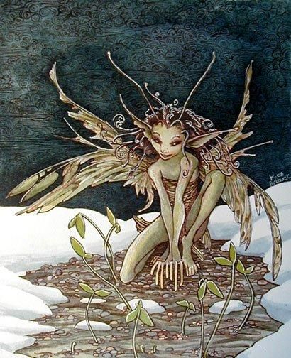 Spring Faerie by Kim Parkhurst Spring Faerie, Fair Folk, Magic Creatures, Faery Art, Elves And Fairies, Green Fairy, Fairy Artwork, Fairies Elves, Fantasy Fairy