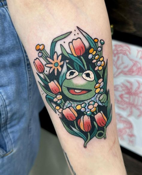 Muppet Tattoo, Muppets Tattoo, Dopamine Tattoo, Toad Tattoo, Patchwork Tattoos, American Traditional Tattoo Ideas, Traditional Patchwork, Traditional Tattoo Ideas, Healthy Bodies