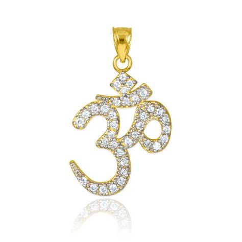 14k Yellow Gold Hindu Meditation Charm Yoga "Om" (Aum) CZ Pendant * Click image to review more details. Hindu Necklace, Unique Jewelry Rings, Hindu Meditation, Hindu Symbol, Ohm Pendant, Om Jewelry, Yoga Om, Yoga Pendant, Om Necklace