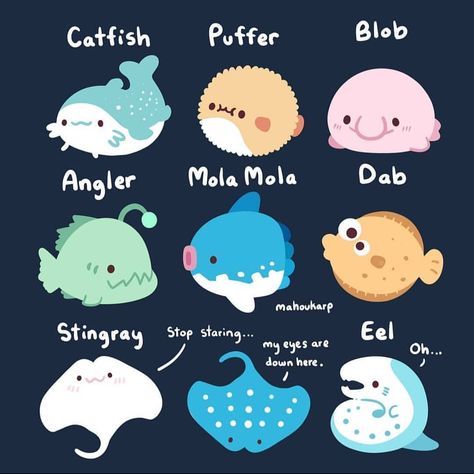 Norin N. on Instagram: “Just some old fishies for today” Sea Creatures Art, Cute Kawaii Animals, Cute Shark, Cute Animal Drawings Kawaii, Creature Drawings, 캐릭터 드로잉, Cute Kawaii Drawings, Cute Doodle Art, Kawaii Doodles