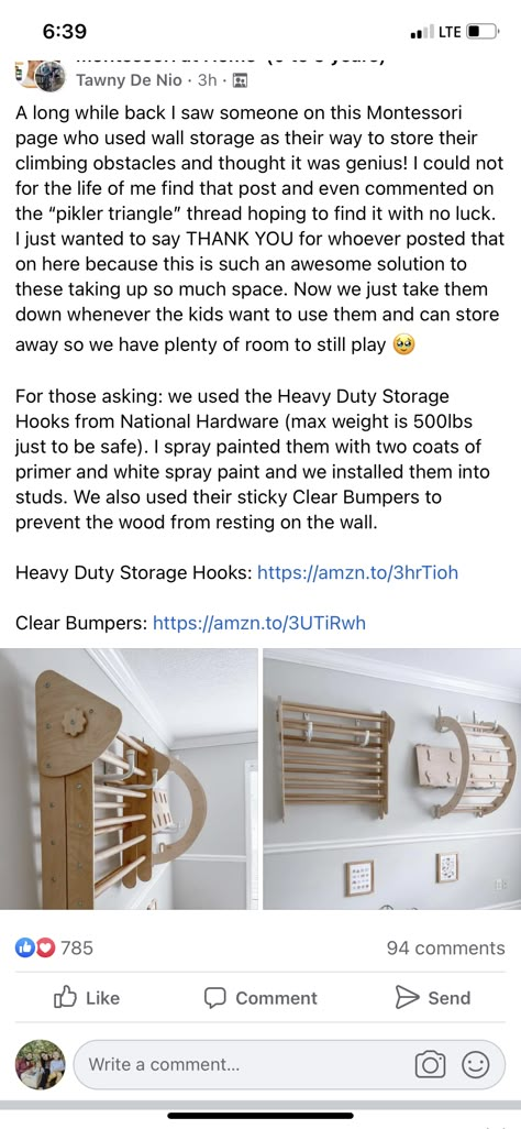 Pikler Triangle Wall Storage, Pikler Triangle And Nugget Builds, Pikler Storage, No Playroom Solutions, Nursery Playroom Ideas, Peg Board Playroom Ideas, Pikler Triangle Storage, Boho Kids Playroom, Nursery Playroom Combo