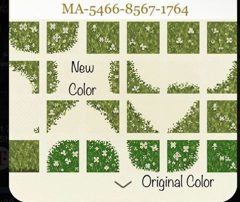 Acnh Paths Designs Grass Path, Acnh Grass Path Codes, Acnh Grass Design, Mossy Path Acnh, Floral Path Acnh, Acnh Border Path, Animal Crossing Grass Path, Acnh Grass Design Code, Acnh Leaf Design