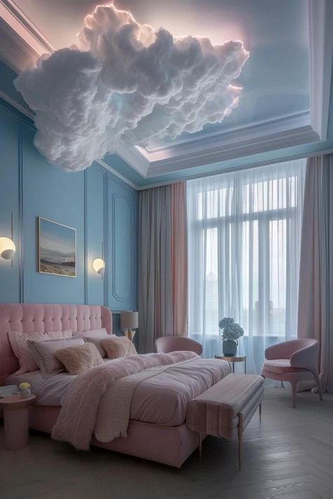 Cloud Room Ideas for Your Dreamy Escape Cloud Living Room Aesthetic, Sky Room Ideas, Bedroom Ideas For Attic Rooms, Cloud Room Ideas, Cloud Bedroom Ideas, Cloud Bedroom Aesthetic, Diy Clouds Decorations, Cloud Room, Cloud Bedroom