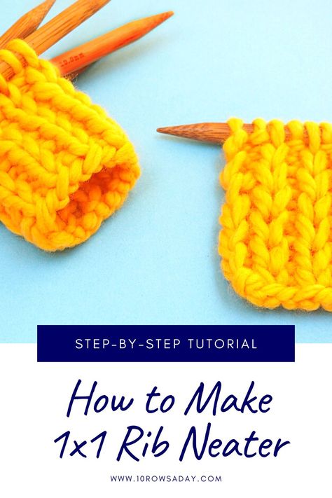 Knitting tutorial about a simple way to make 1x1 ribbing neater and tighter when knitting back and forth and in the round. Neater Ribbing Knitting, Diy Macrame Projects, Rib Stitch Knitting, Knitting Hacks, Knitting Tips, Knitted Clothes, Knit Stitches, Rib Stitch, Crochet Tips