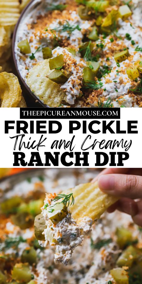 Deep Fried Pickles With Cream Cheese, Fried Pickle And Ranch Dip, Fall Dips And Appetizers, Pickle Ideas, Pickle Ranch, Easy Fried Pickles, Pickles Recipes, Fun Appetizers, Dips Appetizers