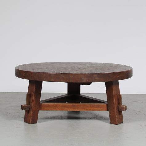 Listed on VNTG.com: 1970s Brutalist style coffee table from the Netherlands | #vntg #vintage Bauhaus Coffee Table, Mid Century Tile, Round Wooden Coffee Table, Scandinavian Coffee Table, Art Deco Coffee Table, Danish Coffee Table, Brown Coffee Table, Art Deco Coffee, Style Coffee Table