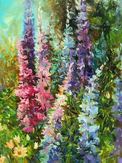 Delphinium Painting, Iris Field, Delphinium Flower, Pastels Art, Pan Pastels, Delphinium Flowers, Piano Room, Behance Project, Delphinium