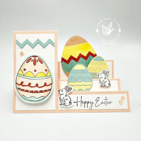 Happy Easter - Excellent Eggs - Stamp with Elaine Eggcellent Eggs Stampin Up Cards, Stampin Up Excellent Eggs Card Ideas, Stampin Up Easter Message, Stampin Up Excellent Eggs Bundle, Taylored Expressions Easter Cards, Egg Stamp, Side Step Card, Step Cards, Easter Fun