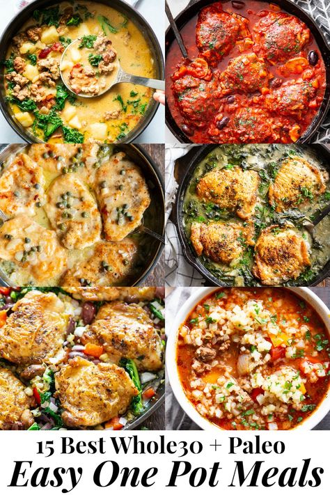 This recipe roundup includes 15 of the best one pot paleo meals featured on Paleo Running Momma!   All are easy and perfect for weekdays when time and energy is lacking.  These one pot meals are also Whole30 compliant and many are low carb and keto friendly.  From creamy tuscan chicken to instant pot chili, there's something to suit everyone's cravings! #paleo #Whole30 #cleaneating Paleo Dinner Recipes, Paleo Running Momma, Paleo Meals, Easy One Pot Meals, Primal Kitchen, Tuscan Chicken, Easy Paleo, Paleo Whole 30, Paleo Dinner