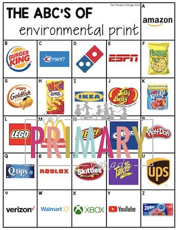 Environmental Print Preschool, Environmental Print Activities, Prek Reading, Print Alphabet, Environmental Print, Kindergarten Letters, Alphabet Words, Esl Classroom, Abc Letters