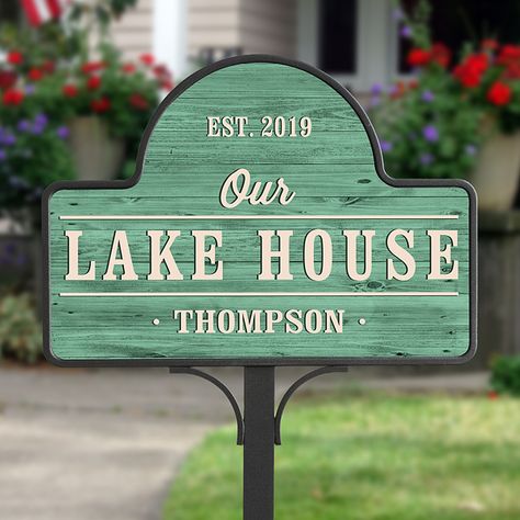 Personalized Magnetic Garden Sign - Home Away From Home Country Craft Ideas, Cottage Names, Greeting Sign, Lake Houses Exterior, Real Estate Closing Gifts, Custom Yard Signs, Personalized Wooden Signs, Personalized Wood Signs, Cottage Signs