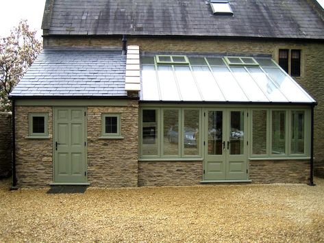 Rustic Cottage Exterior, Cottage Conservatory, Sunroom Extension, Lean To Conservatory, Porch Extension, Orangery Extension, Cottage Extension, Glass Porch, Stone Porches