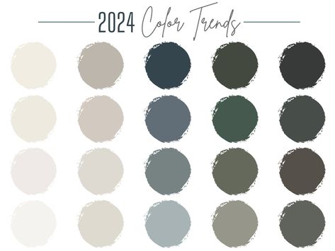 Take the guesswork out of selecting paint colors for your home and just take this curated palette to the paint store! Warm neutrals and earthy blues and greens will rule interiors this year. Freshen up your space with these hues! Instantly download the shown color palette, complete with Sherwin Williams paint color names. Bonus paint finish guide also included, so you can easily choose the correct sheen for each area of your home! This is a digital download only. No refunds or returns will be accepted. Any given color will look different depending on lighting and its surroundings. For best results, always view an actual sample of the paint color you are considering in the room where you intend to use it and at varying times of day (morning light, afternoon light, artificial light after dar Modern Traditional Color Palette, Paint Finish Guide, Sunroom Colors, Paint Color Names, 2024 Color Trends, Boulder House, Traditional Color Palette, Sherwin Williams Paint, Paint Store