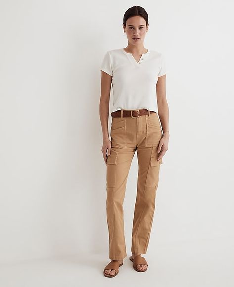 The Garment-Dyed '90s Straight Cargo Pant | Madewell Herringbone Fabric, Paperbag Pants, Tapered Pants, Cargo Pants Women, Cargo Pant, Madewell Denim, Capri Jeans, Straight Pants, Vintage Jeans